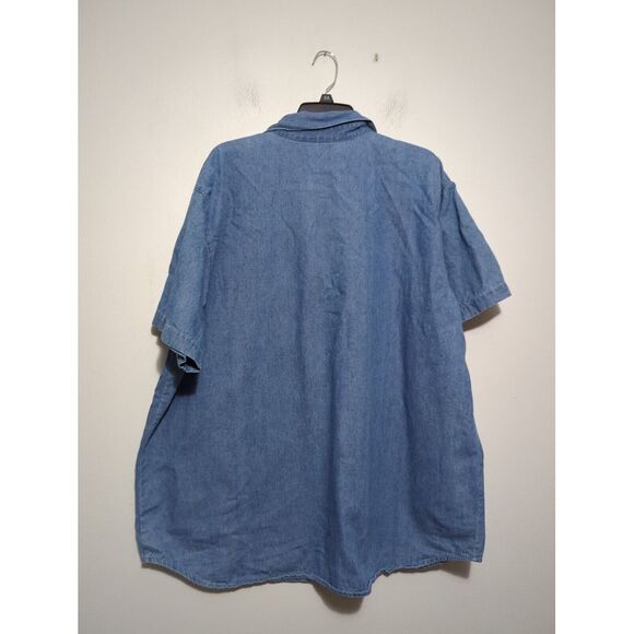 Vintage Capacity Woman Denim Button Down Shirt Blue Flower Embroidery Size 3XL - Picture 5 of 8